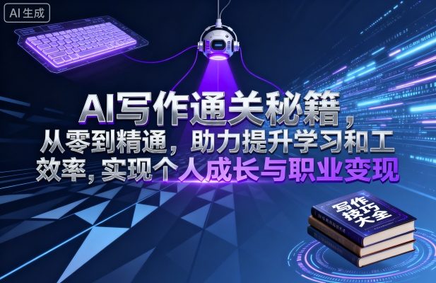 AI写作通关秘籍,从零到精通,助力提升学习和工作效率,实现个人成长与职业变现-猴哥VIP资源站