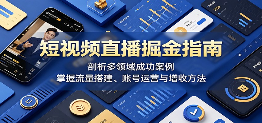 短视频直播掘金指南:剖析多领域成功案例,掌握流量搭建、账号运营与增收方法-猴哥VIP资源站
