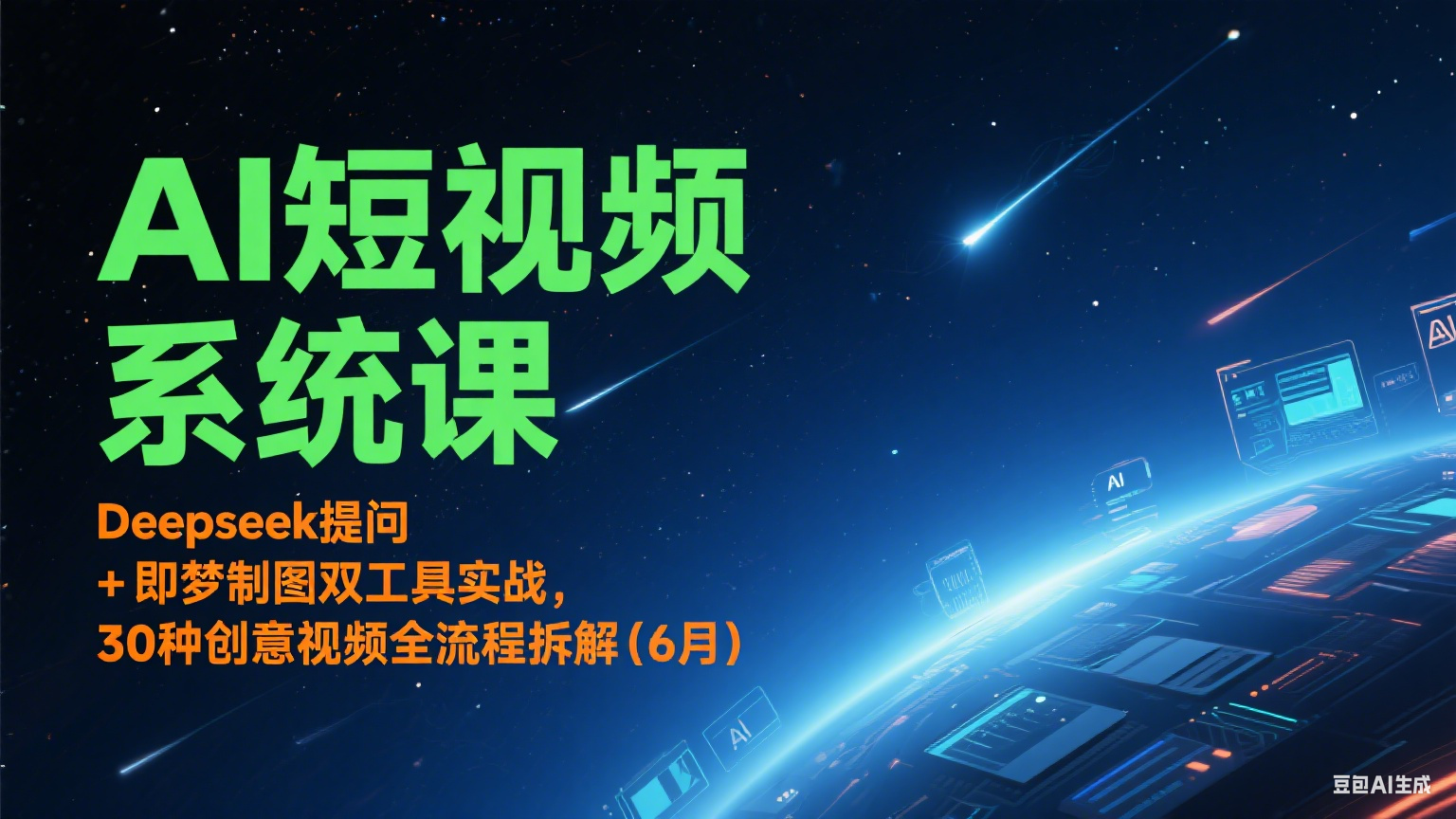 AI短视频系统课：Deepseek提问 + 即梦制图双工具实战，30种创意视频全流程拆解(6月)-猴哥VIP资源站