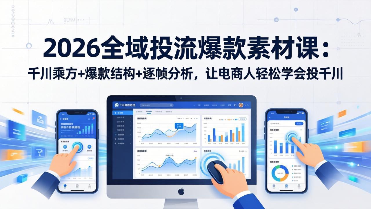 2026全域投流爆款素材课:千川乘方+爆款结构+逐帧分析,让电商人轻松学会投千川-猴哥VIP资源站