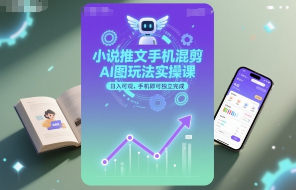 小说推文手机混剪AI图玩法实操课,日入可观,手机即可独立完成-猴哥VIP资源站