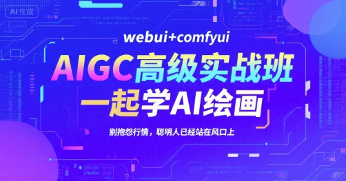AIGC高级实战班，webui+comfyui，一起学AI绘画，别抱怨行情，聪明人已经站在风口上-猴哥VIP资源站