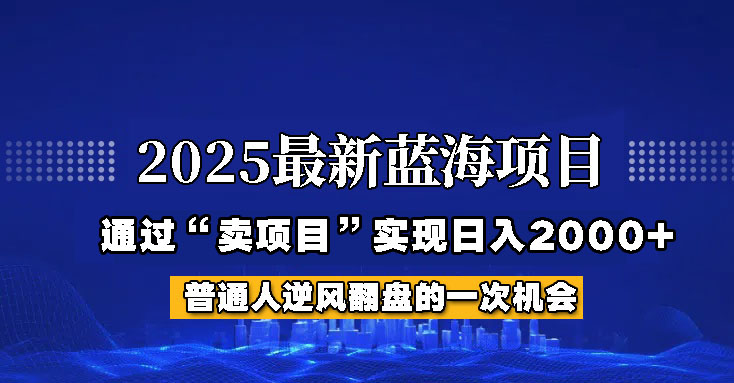 2025年蓝海项目，如何通过“网创项目”日入2000+-猴哥VIP资源站