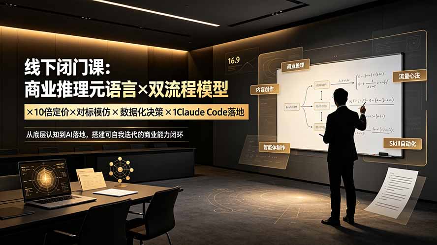 线下闭门课：商业推理元语言×双流程模型×10倍定价×对标模仿×数据化决策×Claude Code落地，击穿认知盲区-猴哥VIP资源站