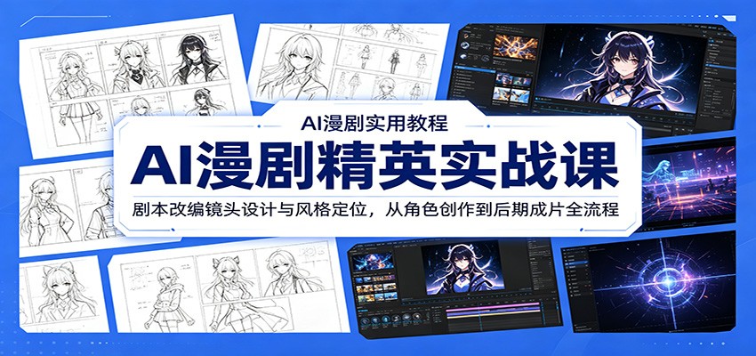 AI漫剧精英实战课：剧本改编镜头设计与风格定位，从角色创作到后期成片全流程-猴哥VIP资源站