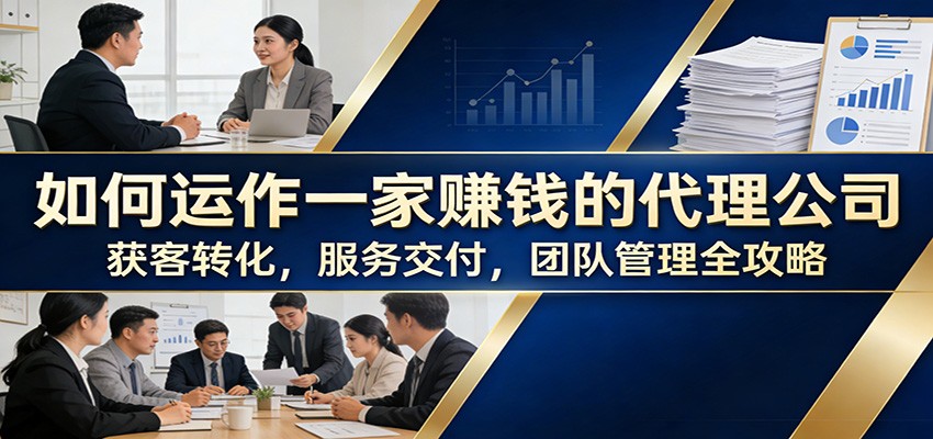 如何运作一家赚钱的代理公司：获客转化，服务交付，团队管理全攻略-猴哥VIP资源站