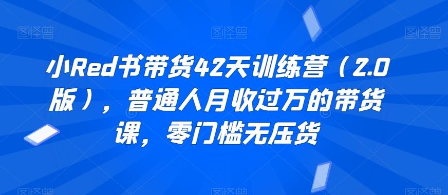 小Red书带货42天训练营(2.0版)，普通人月收过万的带货课，零门槛无压货-猴哥VIP资源站