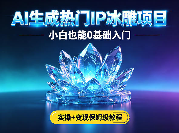 AI生成热门ip冰雕项目,小白也能0基础入门,实操+变现保姆级教程-猴哥VIP资源站