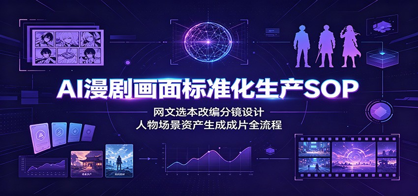 AI漫剧画面标准化生产SOP:网文选本改编分镜设计,人物场景资产生成成片全流程-猴哥VIP资源站