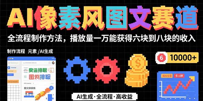 AI像素风图文赛道：全流程制作方法，播放量一万能获得6块到8块的收入-猴哥VIP资源站