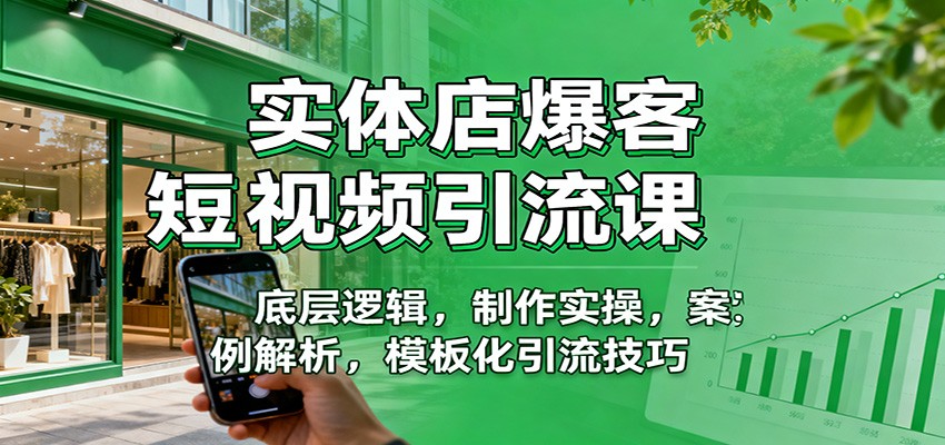 实体店爆客短视频引流课:底层逻辑,制作实操,案例解析,模板化引流技巧-猴哥VIP资源站