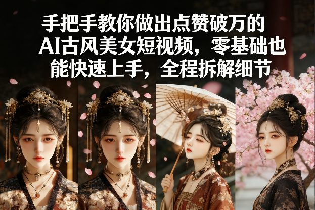 手把手教你做出点赞破万的AI古风美女短视频，零基础也能快速上手，全程拆解细节-猴哥VIP资源站