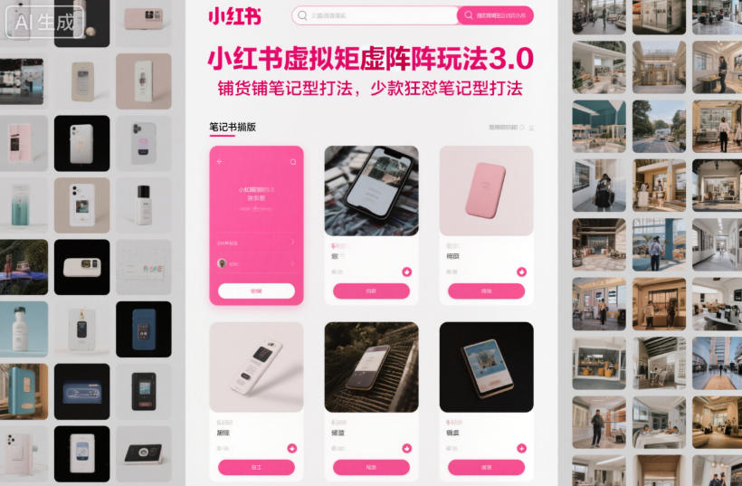 小红书虚拟矩阵玩法3.0，铺货铺笔记型打法，少款狂怼笔记型打法-猴哥VIP资源站