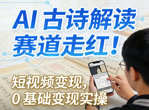 AI古诗解读赛道走红！短视频变现，0基础变现实操-猴哥VIP资源站
