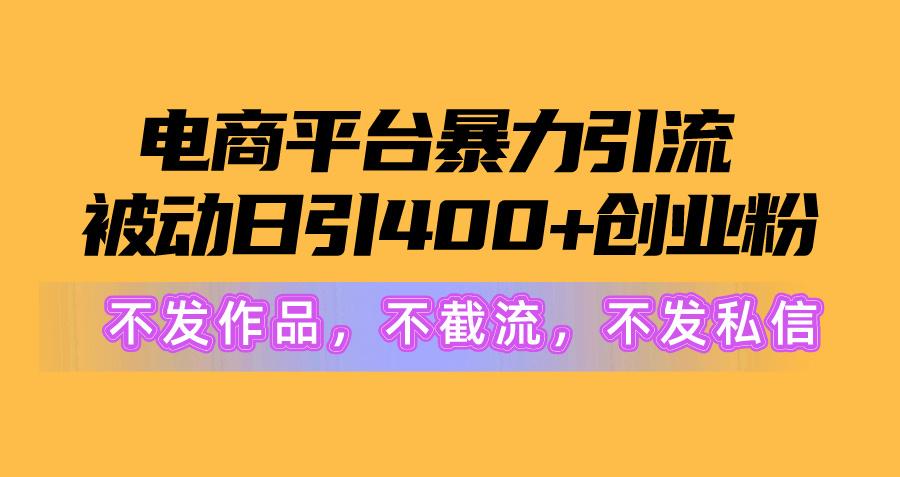 电商平台暴力引流,被动日引400+创业粉不发作品，不截流，不发私信-猴哥VIP资源站