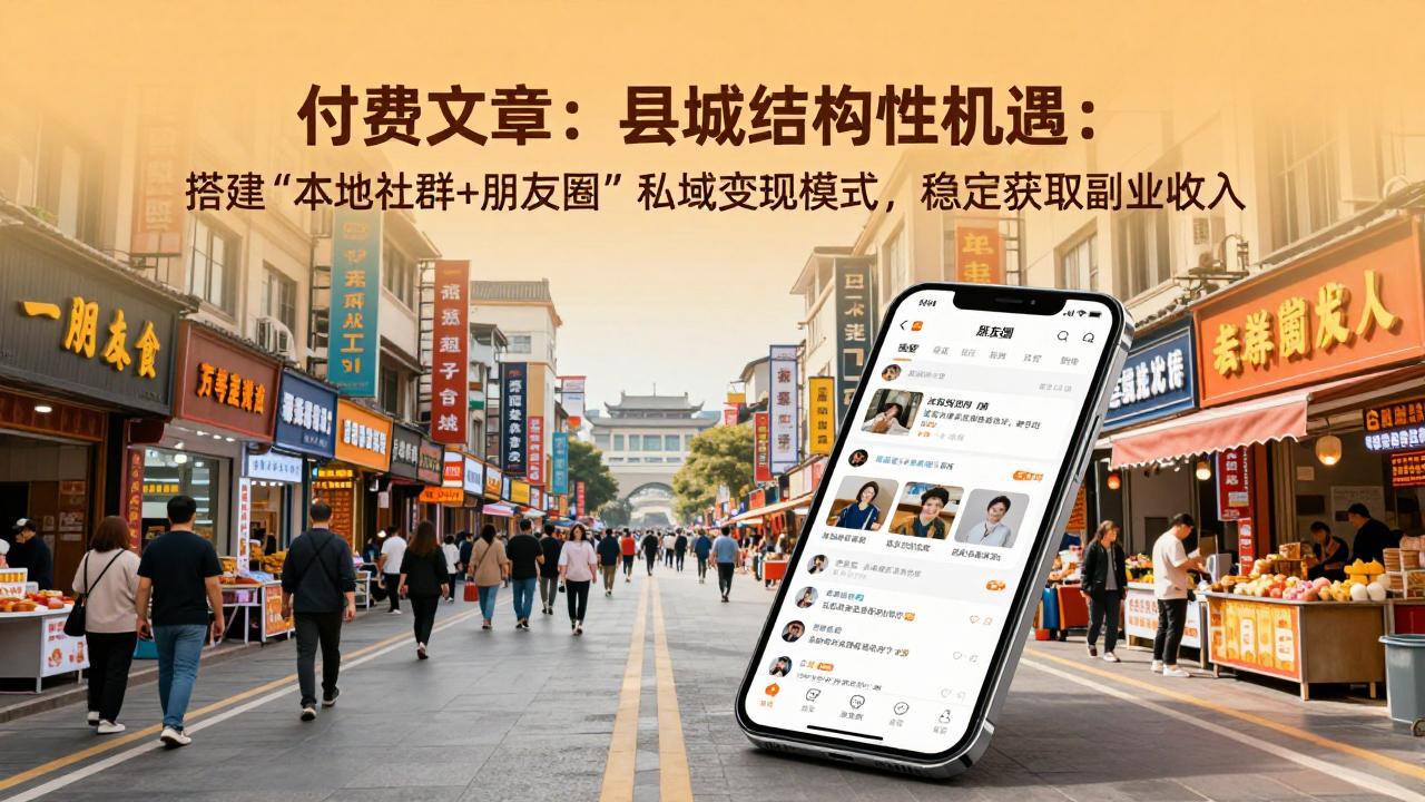 付费文章:县城结构性机遇:搭建“本地社群+朋友圈”私域变现模式,稳定获取副业收入-猴哥VIP资源站