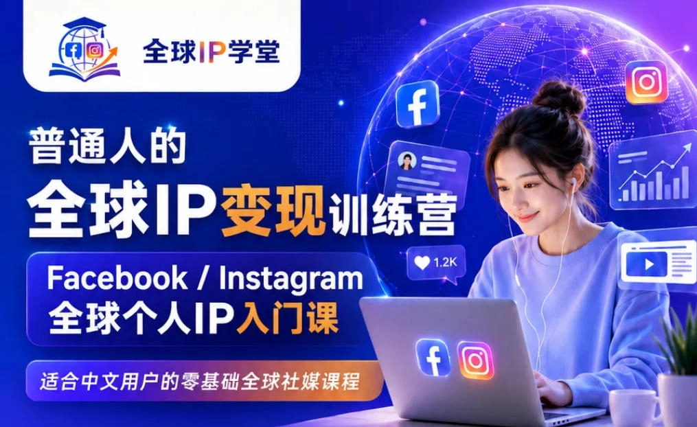 全球IP变现训练营，Facebook/Instagram零基础入门，打造出海个人品牌-创享网