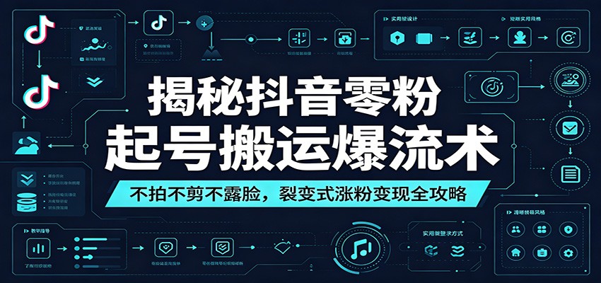 揭秘抖音零粉起号搬运爆流术：不拍不剪不露脸，裂变式涨粉变现全攻略-猴哥VIP资源站