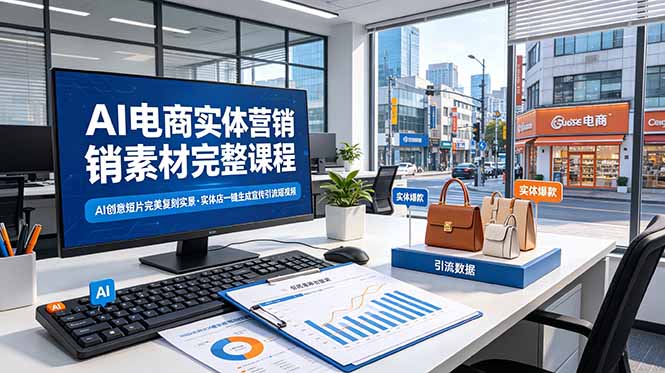 AI电商实体营销素材完整课程,AI创意短片完美复刻实景,实体店一键生成宣传引流短视频-猴哥VIP资源站