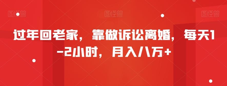 过年回老家，靠做诉讼离婚，每天1-2小时，月入八万+-猴哥VIP资源站