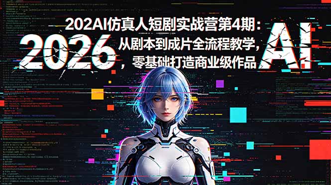 2026AI仿真人短剧实战营第4期：从剧本到成片全流程教学，零基础打造商业级作品-猴哥VIP资源站