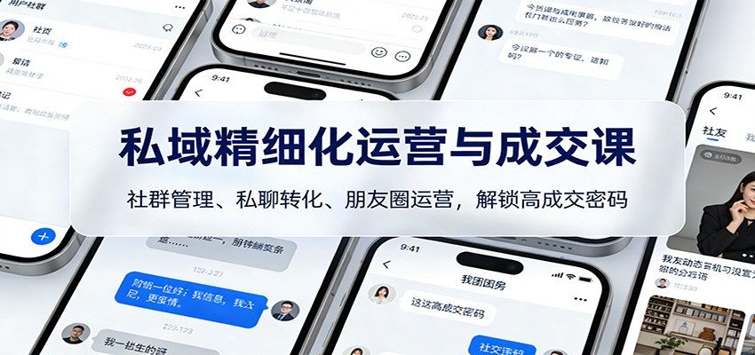私域精细化运营与成交课：社群管理、私聊转化、朋友圈运营，解锁高成交密码-猴哥VIP资源站