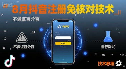 8月抖音注册免核对技术,不保证百分百,自测-猴哥VIP资源站