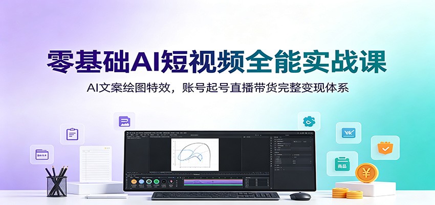 零基础AI短视频全能实战课:AI文案绘图特效,账号起号直播带货完整变现体系-猴哥VIP资源站