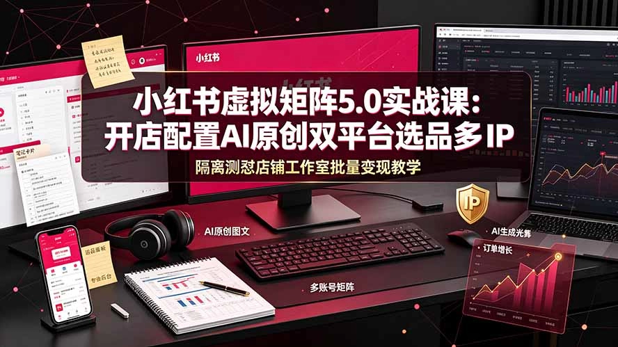 小红书虚拟矩阵5.0，开店AI原创选品测款批量放大全实战 - 创享网-创享网