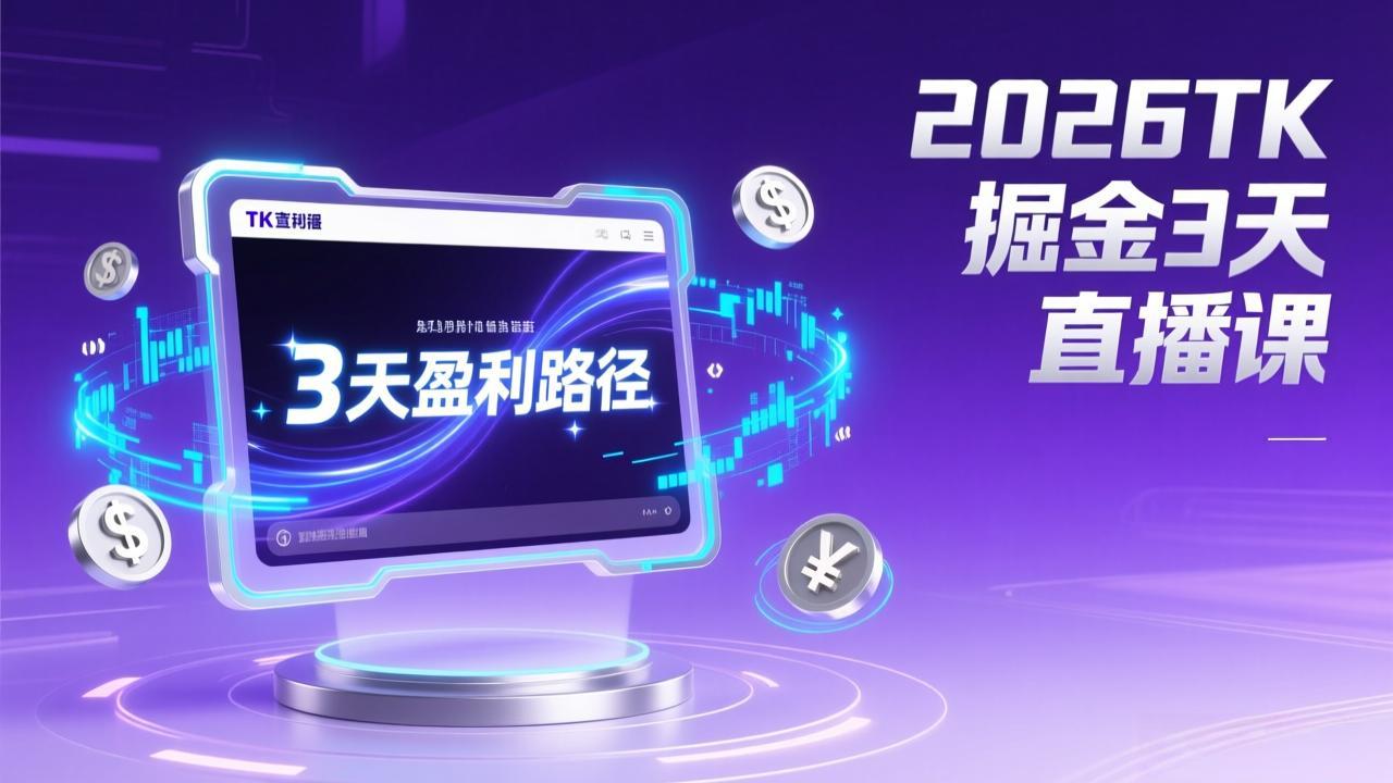 2026TK掘金直播课，起号涨粉+直播带货+商单变现+3天打通盈利路径，月入过万美金-猴哥VIP资源站