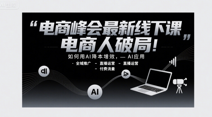 电商峰会最新线下课，电商人破局，如何用AI降本增效，AI应用-全域推广-直播运营-付费流量-猴哥VIP资源站