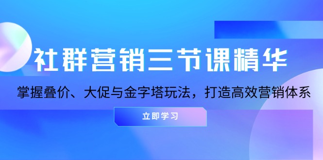 社群营销三节课精华：掌握叠价、大促与金字塔玩法，打造高效营销体系-猴哥VIP资源站