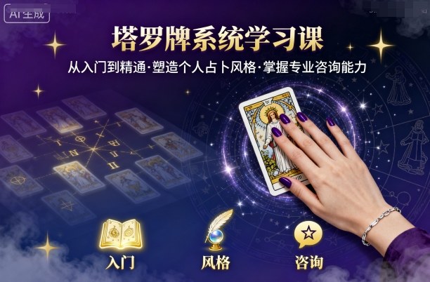 塔罗牌系统学习课，助你从入门到精通，塑造个人占卜风格，掌握专业咨询能力-猴哥VIP资源站