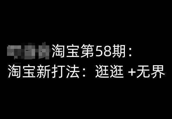 淘宝第58期培训课程，淘宝新打法：逛逛 +无界-猴哥VIP资源站