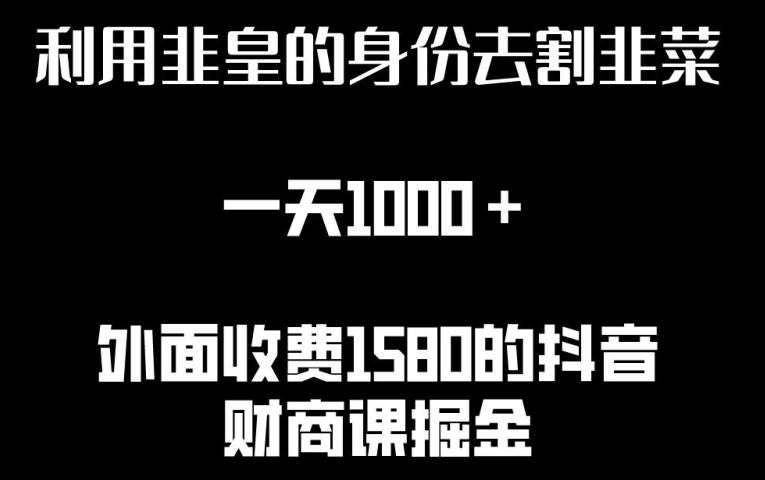 利用非皇的身份去割韭菜，一天1000+(附详细资源)【揭秘】-猴哥VIP资源站