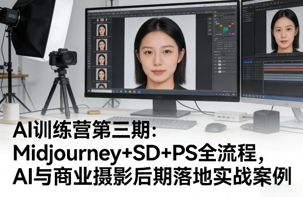 AI训练营第三期：Midjourney+SD+PS全流程，AI与商业摄影后期落地实战案例-猴哥VIP资源站