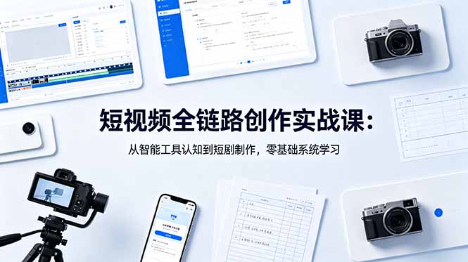 短视频全链路创作实战课:从智能工具认知到短剧制作,零基础系统学习-猴哥VIP资源站
