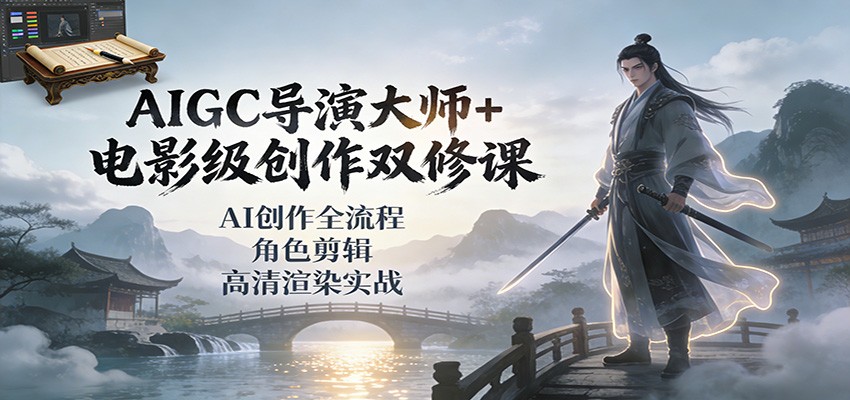 AIGC导演大师+电影级创作双修课:AI创作全流程、角色剪辑、高清渲染实战-猴哥VIP资源站