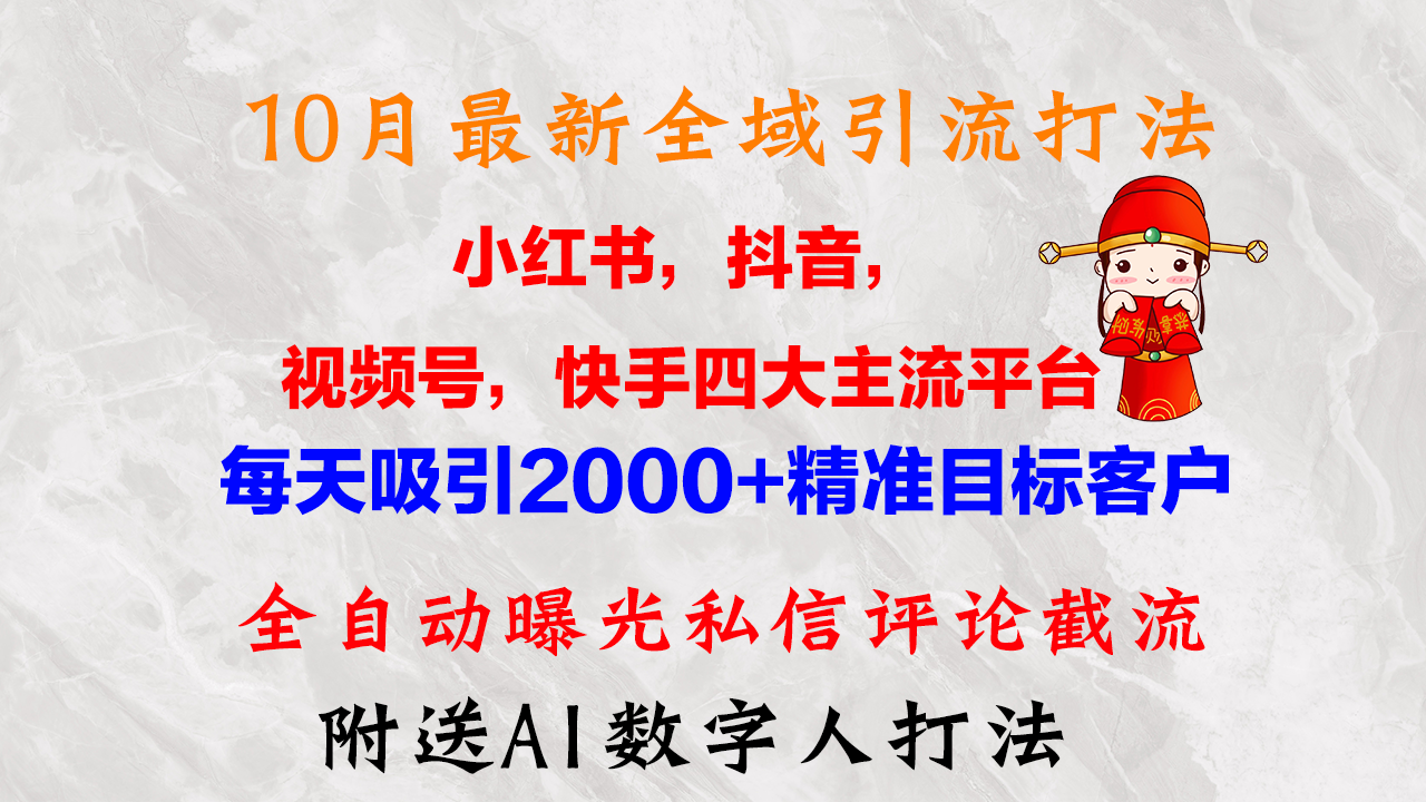 10月最新小红书，抖音，视频号，快手四大平台全域引流，，每天吸引2000…-猴哥VIP资源站