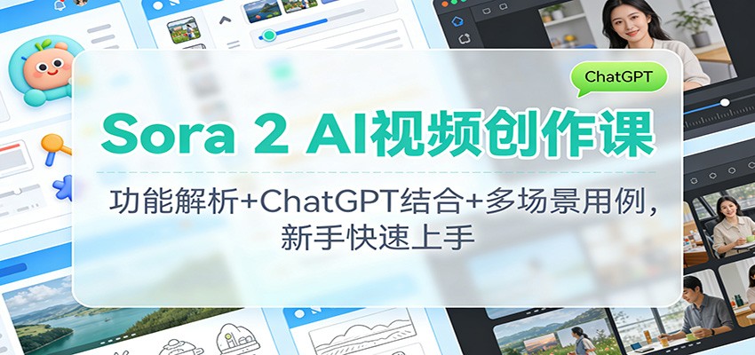 Sora 2 AI视频创作课：功能解析+ChatGPT结合+多场景用例，新手快速上手-猴哥VIP资源站