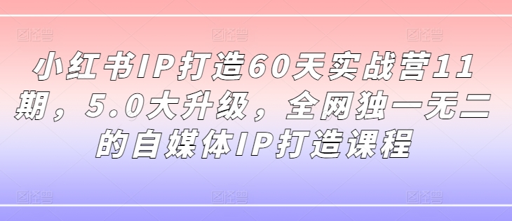 小红书IP打造60天实战营11期，5.0大升级，全网独一无二的自媒体IP打造课程-猴哥VIP资源站