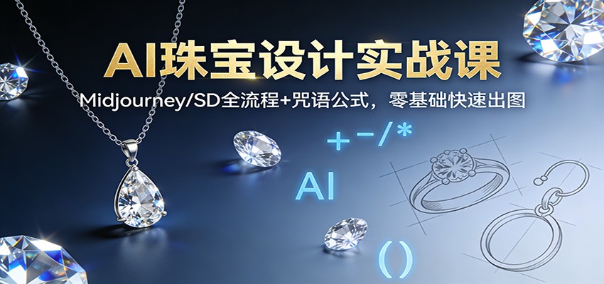 AI珠宝设计实战课：Midjourney/SD全流程+咒语公式，零基础快速出图-猴哥VIP资源站