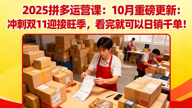 2025拼多多运营课：10月重磅更新：冲刺双11迎接旺季，看完就可以日销千单-猴哥VIP资源站