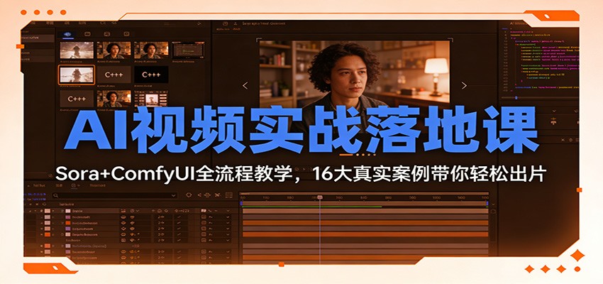 AI视频实战落地课：Sora+ComfyUI全流程教学，16大真实案例带你轻松出片-猴哥VIP资源站