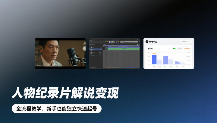 人物纪录片解说变现，全流程教学，新手也能独立快速起号-猴哥VIP资源站