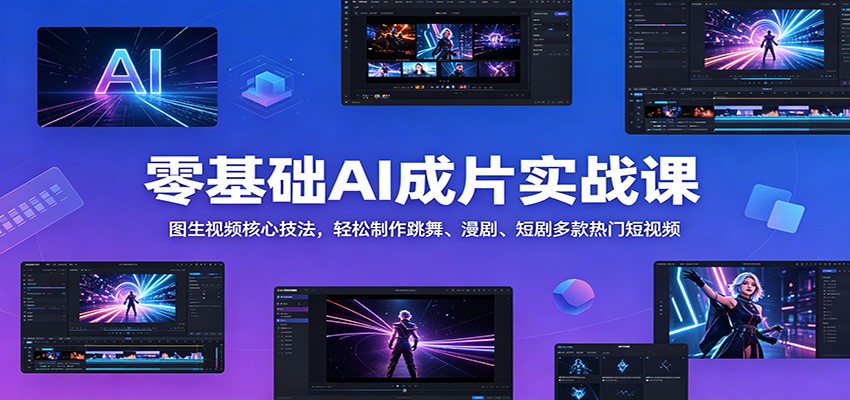 零基础AI成片实战课:图生视频核心技法,轻松制作跳舞、漫剧、短剧多款热门短视频-猴哥VIP资源站