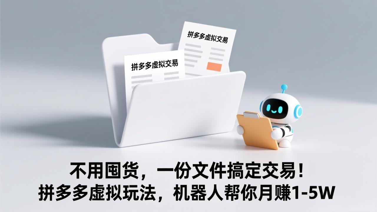 不用囤货,一份文件搞定交易!拼多多虚拟玩法,机器人帮你月赚 1-5W-猴哥VIP资源站