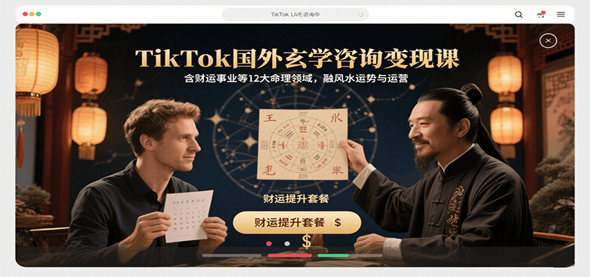 TikTok国外玄学咨询变现课,含财运事业等12大命理领域,融风水运势与运营-猴哥VIP资源站