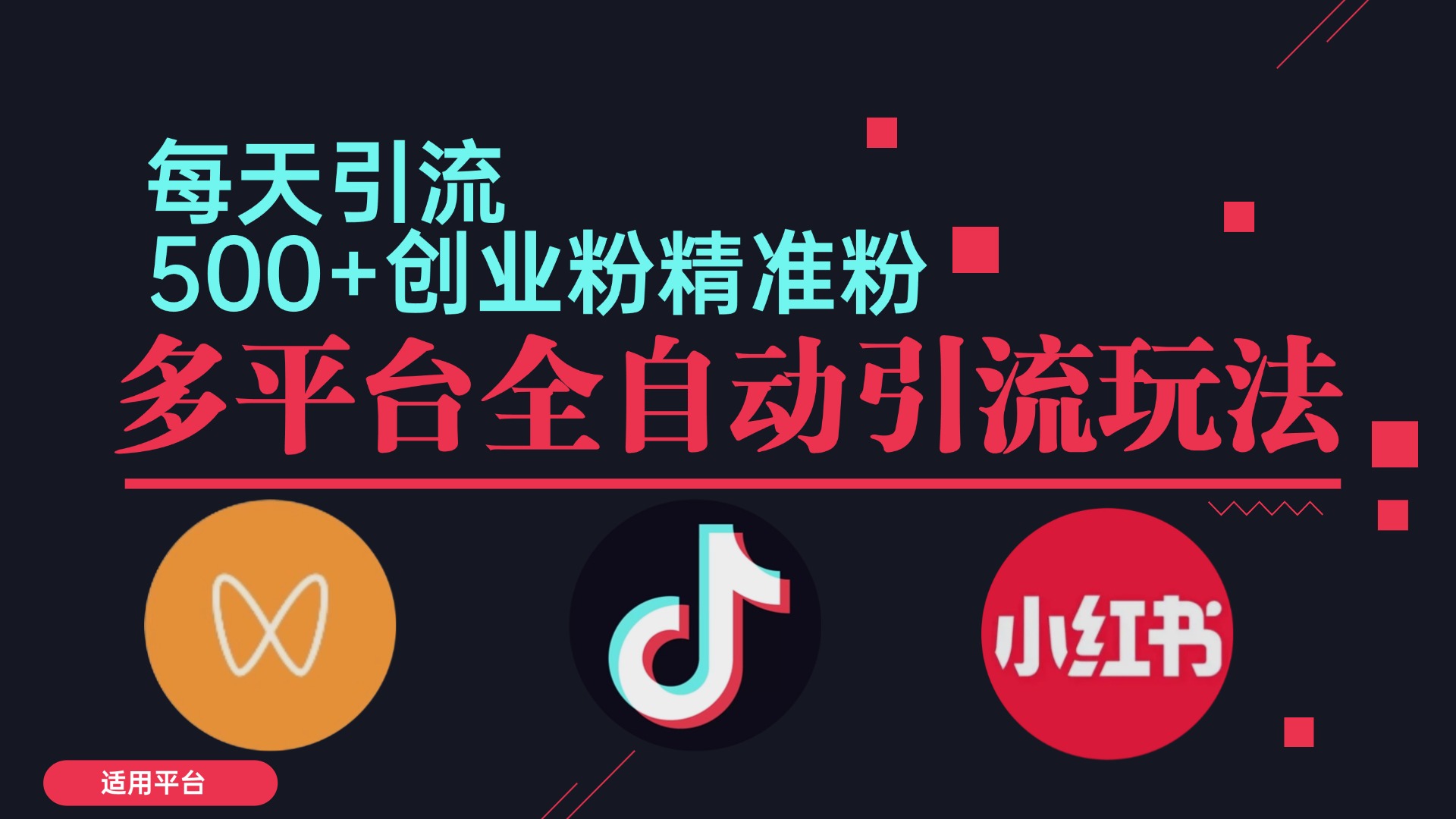 小红书抖音视频号截流自热全平台引流打法,全自动引流【日引2000+精准...-猴哥VIP资源站