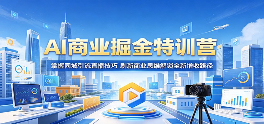 AI商业掘金特训营：掌握同城引流直播技巧，刷新商业思维解锁全新增收路径-猴哥VIP资源站